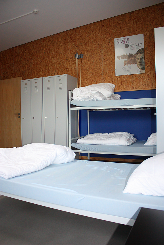 View of dorm room bunk beds